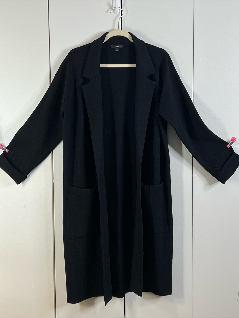 J crew Women’s Medium Long Black Knit Sweater Cardigan Pockets